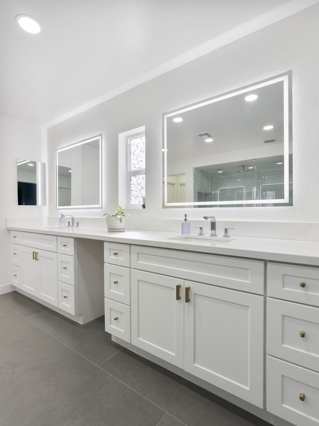 Lone Mountain bathroom remodel: vanity with LED-lit mirror