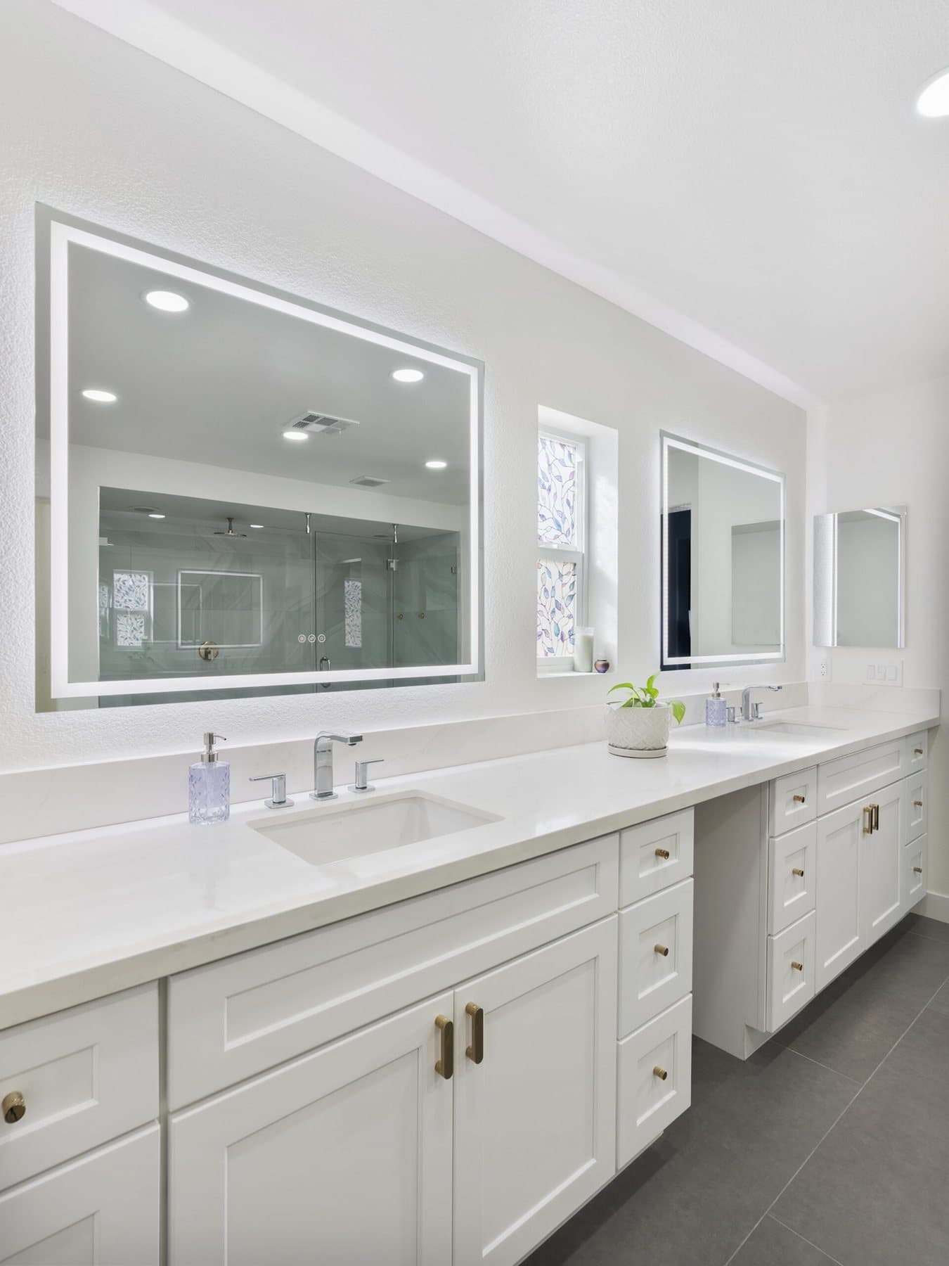 Lone Mountain bathroom remodel: vanity and LED-lit mirror