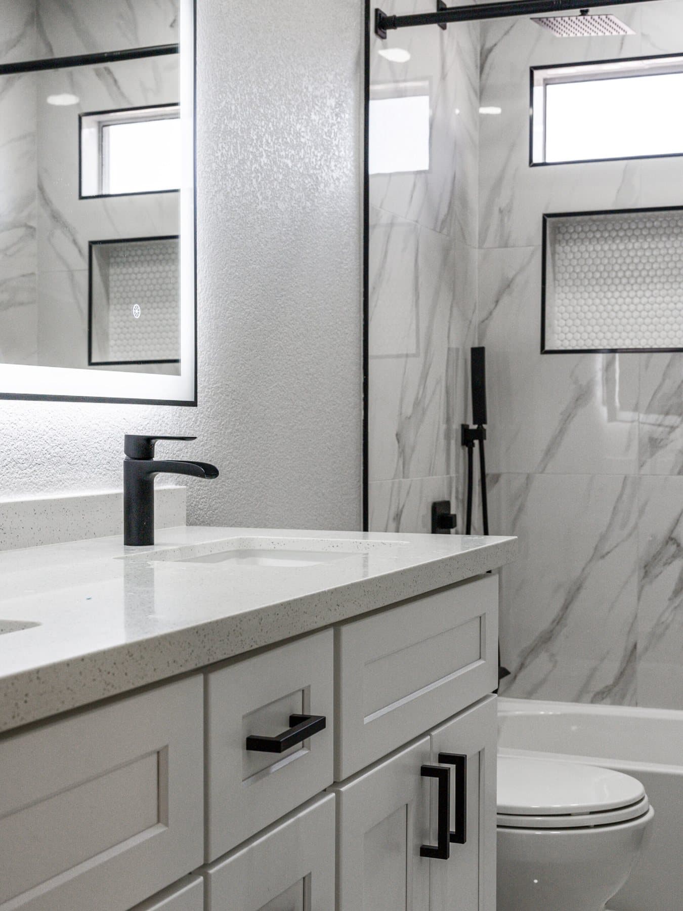 Summerlin bathroom remodel: vanity with matte-black faucet